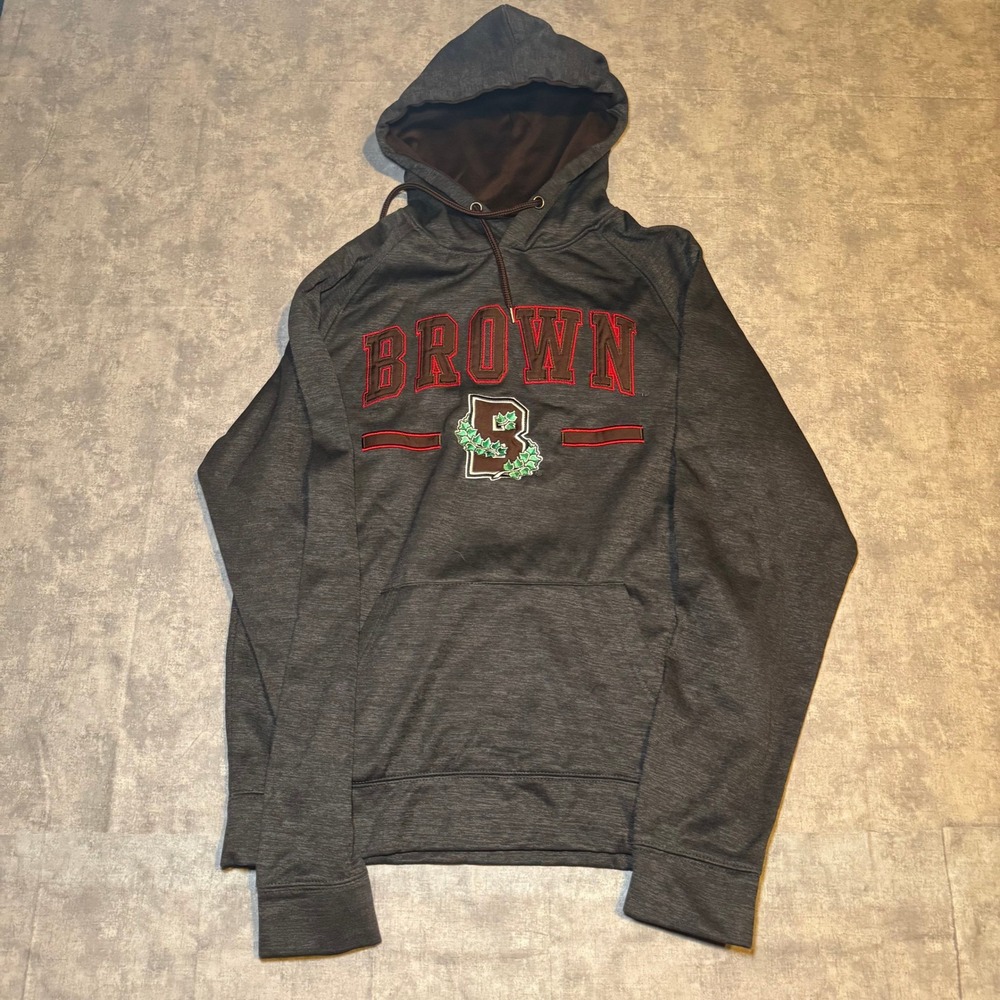 Colosseum Mens Brown University Bears Hoodie Charcoal Grey Ivy League Size M